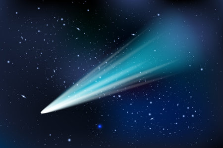 Vector Cosmology Illustration with Universe, Galaxy, Sun, Planets and Stars. Can be used for...