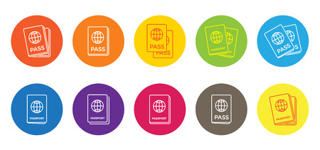 Set of Citizenship or Foreign Passport ID in Vector Colorful Iconのイラスト素材