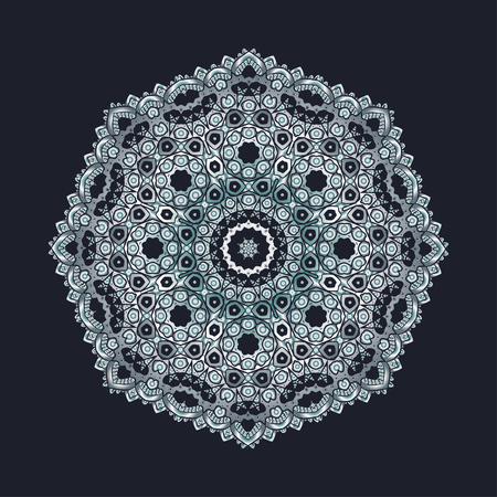 Ethnic Psychedelic Fractal Mandala Vector Meditation looks like Snowflakeのイラスト素材