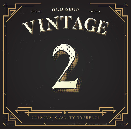 Alphabet Vector Font. Number with Classy Stylish Backgroundのイラスト素材