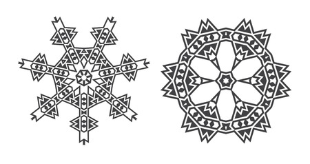 Israel Jew Ethnic Fractal Mandala Vector looks like Snowflake or Maya Aztec Pattern or Flowerのイラスト素材