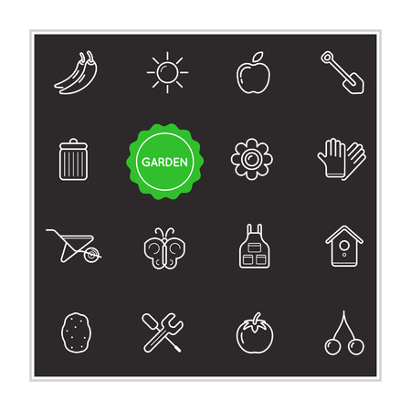 Set of Garden Vector Illustration Elementsのイラスト素材