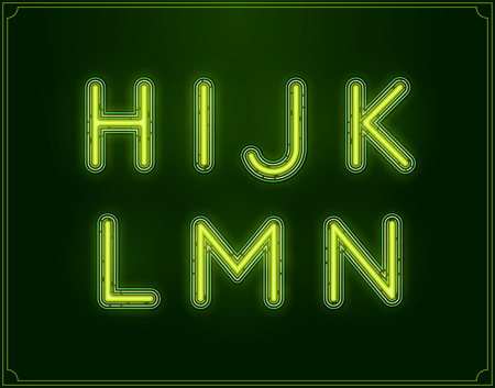 Neon Font Type Alphabet. Glowing in Vector.のイラスト素材