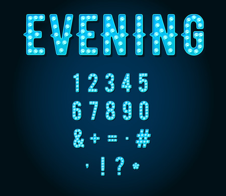 Neon Casino or Broadway Signs style light bulb Digits or Numbers in Vectorのイラスト素材