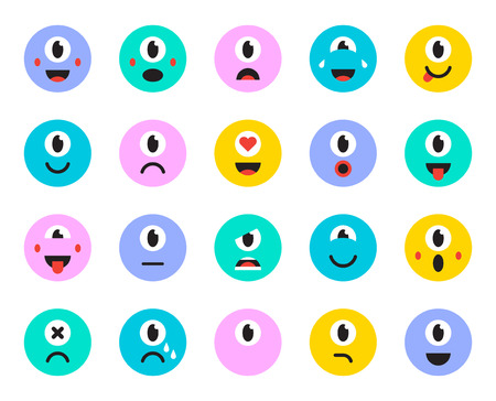 Set of Emoticons or Emoji. Vector Illustration.のイラスト素材