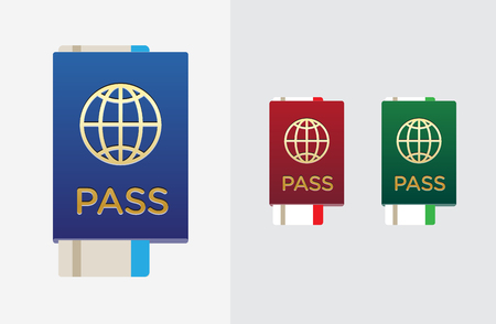Set of Citizenship or Foreign Passport ID in Vector Colorful Icon can useのイラスト素材