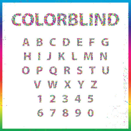 Set of Colorblind Style Font in Vector. Fresh trendy colors.のイラスト素材