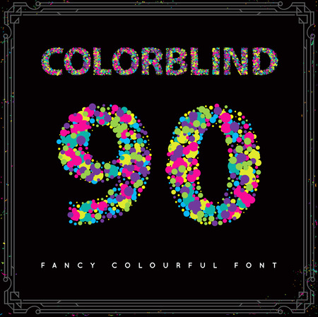 Set of Colorblind Style Font in Vector. Fresh trendy colors.のイラスト素材
