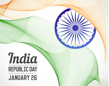National Republic Day of India Country in Blending Lines Style Vector with Dateのイラスト素材
