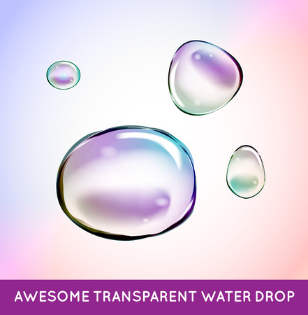 Vector Rainbow Soap Water Bubbles Set. Transparent Isolated Realistic Design Elements. Can be used with any Background.のイラスト素材