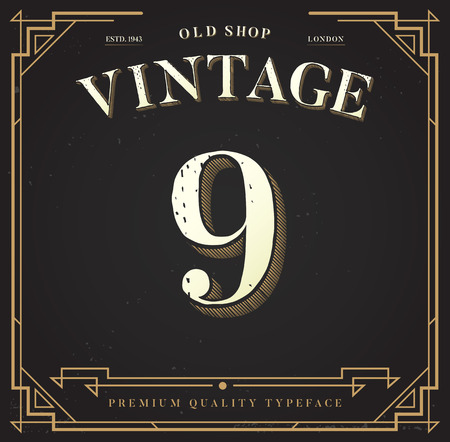 Alphabet Vector Font. Number with Classy Stylish Backgroundのイラスト素材
