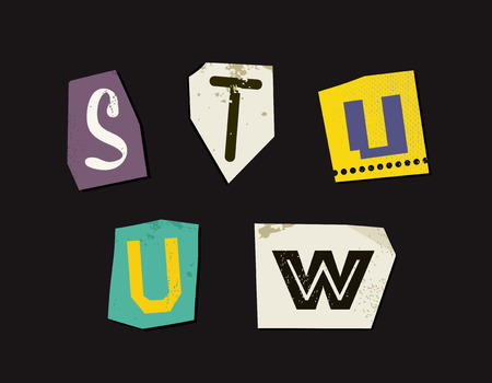 Colorful Newspaper Cut Letters Setのイラスト素材