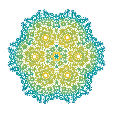 Ethnic Psychedelic Fractal Mandala Vector Meditation looks like Snowflakeのイラスト素材