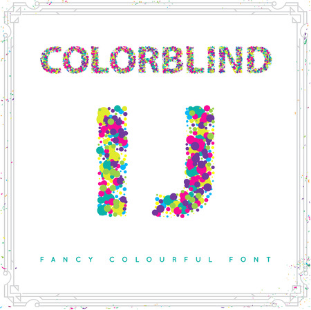Set of Colorblind Style Font in Vector. Fresh trendy colors.のイラスト素材