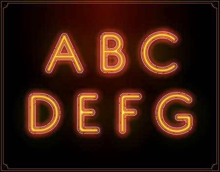 Neon Font Type Alphabet. Glowing in Vector.のイラスト素材