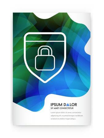 Visual identity with letter  elements bright gradients blend style. Brochure cover template mockups for business with Fictitious nameのイラスト素材