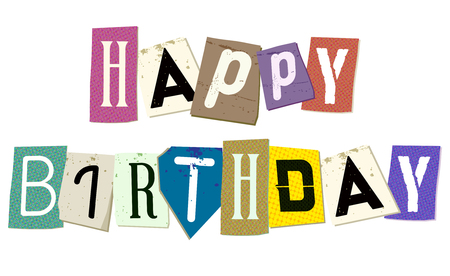 Happy Birthday Sign on Cropped Papers Vectorのイラスト素材