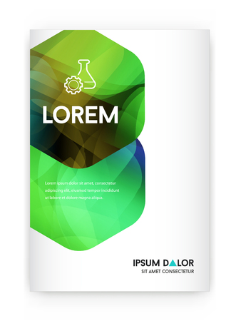 Visual identity with letter  elements bright gradients blend style. Brochure cover template mockups for business with Fictitious nameのイラスト素材