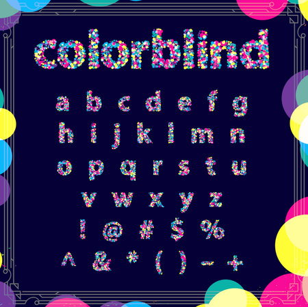 Set of Colorblind Style Font in Vector. Fresh trendy colors.のイラスト素材