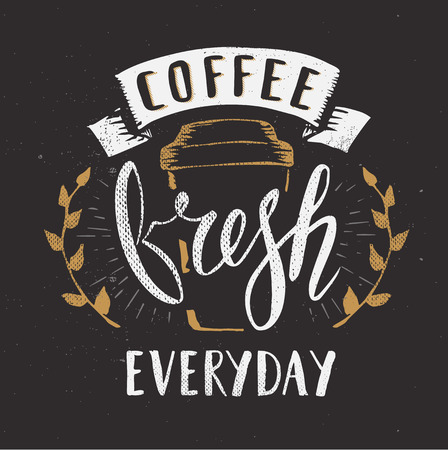 Coffee Cafe Fresh Everyday Fictitious name Template Hand Drawn Calligraphy Pen Brush Vectorのイラスト素材
