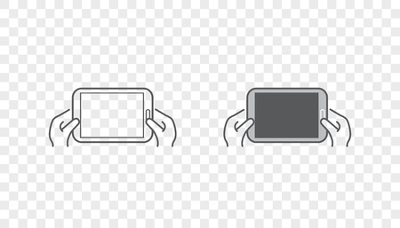 Set of Icons with Hands Holding Smart Device with Gesturesのイラスト素材