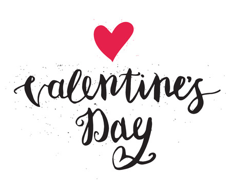 Happy Valentines Day Hand Drawing Pen Brush Lettering. Vector.のイラスト素材