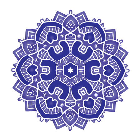 Ethnic Psychedelic Fractal Mandala Vector Meditation looks like Snowflakeのイラスト素材
