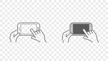 Set of Icons with Hands Holding Smart Device with Gesturesのイラスト素材