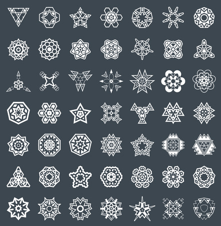 Abstract Geometric Elements, Pattern Ethnic Aztec or Maya Vector Setのイラスト素材