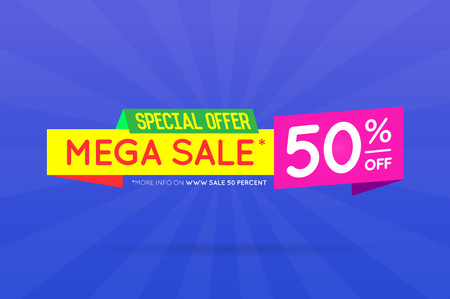 Sale Sign Banner Poster ready for Web and Print. Vector. Super, Mega, Huge Sale with Special Offerのイラスト素材