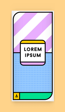 Visual identity in Trendy New Fat Line Style Geometric Design in Retro Style with Fresh Old School Colours with Fictitious names and textのイラスト素材
