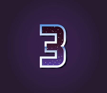 Universe 80s Retro Sci-Fi Font Digit Number Vectorのイラスト素材