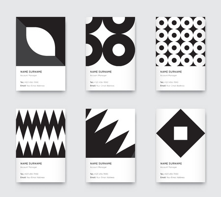 Vector Minimal Propaedeutics Black and White Graphic Trendy Vertical Business Cards Setのイラスト素材