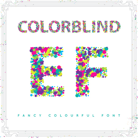 Set of Colorblind Style Font in Vector. Fresh trendy colors.のイラスト素材