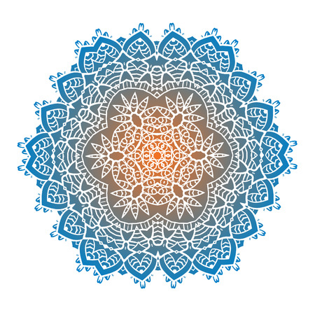Ethnic Psychedelic Fractal Mandala Vector Meditation looks like Snowflakeのイラスト素材