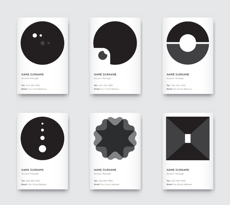 Vector Minimal Black and White Graphic Trendy Vertical Business Cards Setのイラスト素材