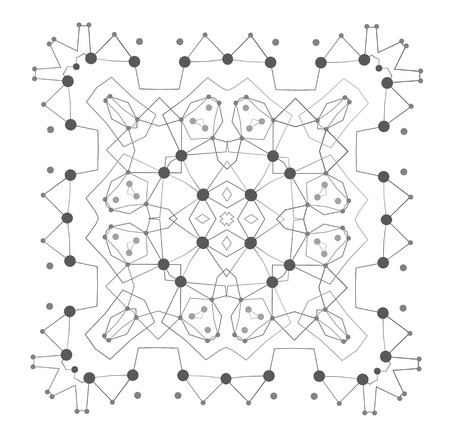 Vector Shape, Molecular Structure with Lines and Dotsのイラスト素材
