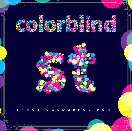 Set of Colorblind Style Font in Vector. Fresh trendy colors.のイラスト素材