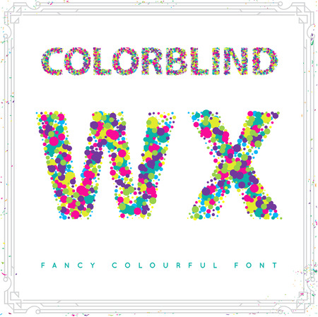 Set of Colorblind Style Font in Vector. Fresh trendy colors.のイラスト素材