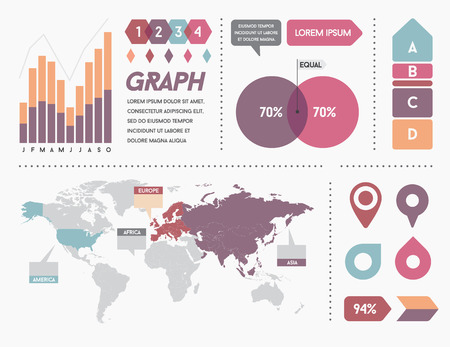 Infographics Elements and Objects Big Huge Set All Kinds of Infographic Modern for Business with Flat Design For Web, Print Booklets Brochures or Applicationsのイラスト素材