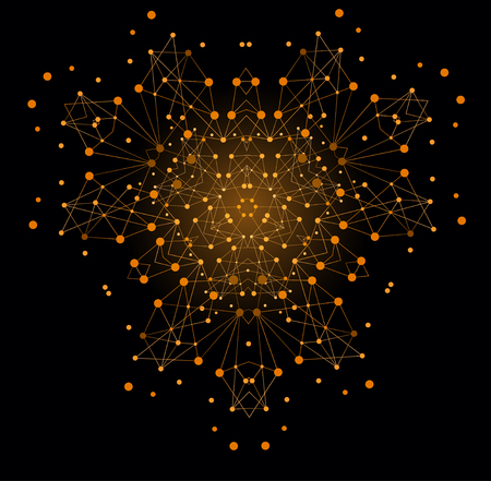 Vector Colorful Bright Shape, Molecular Structure with Lines and Dots Background.のイラスト素材