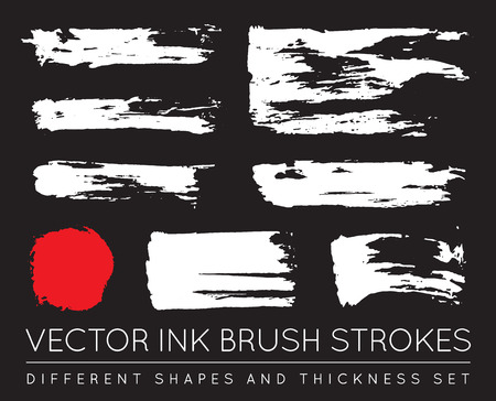 Set of Vector Black Pen Ink Brush Strokes. Grunge Ink Brush Stroke. Dirty Brush Stroke.のイラスト素材