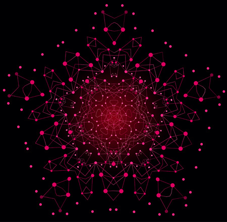 Vector Colorful Bright Shape, Molecular Structure with Lines and Dots Background.のイラスト素材