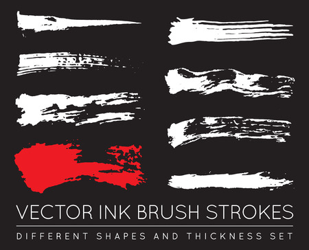 Set of Vector Black Pen Ink Brush Strokes. Grunge Ink Brush Stroke. Dirty Brush Stroke.のイラスト素材