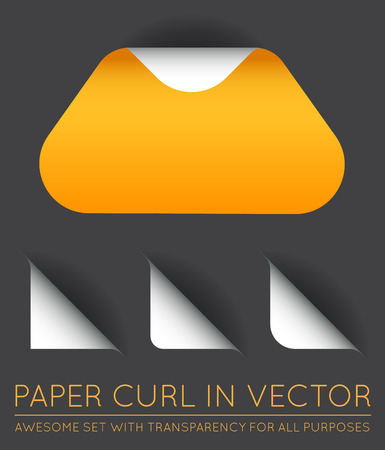 Vector Triangle with Paper Curl with Shadow Isolated Set.のイラスト素材