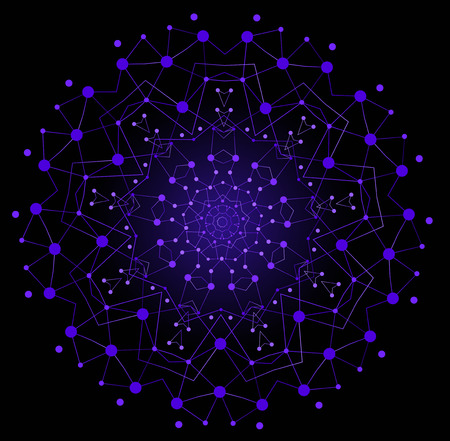 Vector Colorful Bright Shape, Molecular Structure with Lines and Dots Background.のイラスト素材