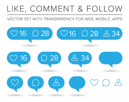 Vector Like, Follower, Comment Icon Setのイラスト素材