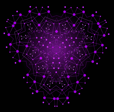 Vector Colorful Bright Shape, Molecular Structure with Lines and Dots Background.のイラスト素材