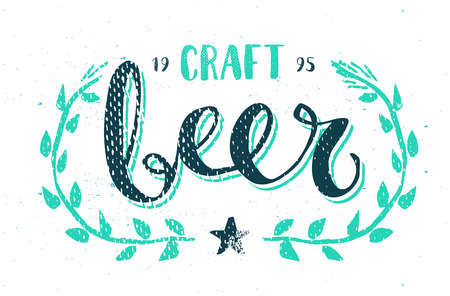 Craft Beer Template Hand Drawn Calligraphy Pen Brush Vectorのイラスト素材