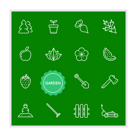 Set of Garden Vector Illustration Elementsのイラスト素材
